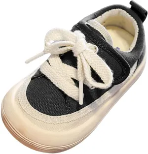 Unisex Baby Boy Girl Low Top Canvas Sneaker Soft Sole Infant Lace up Shoe Toddler Slip-On Cute Casual Running Shoes