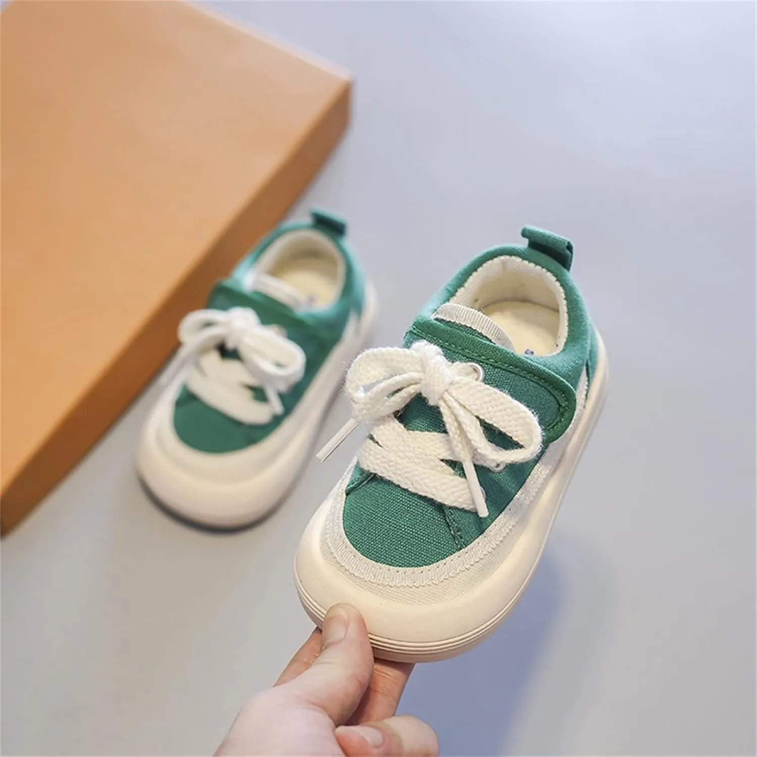 Unisex Baby Boy Girl Low Top Canvas Sneaker Soft Sole Infant Lace up Shoe Toddler Slip-On Cute Casual Running Shoes