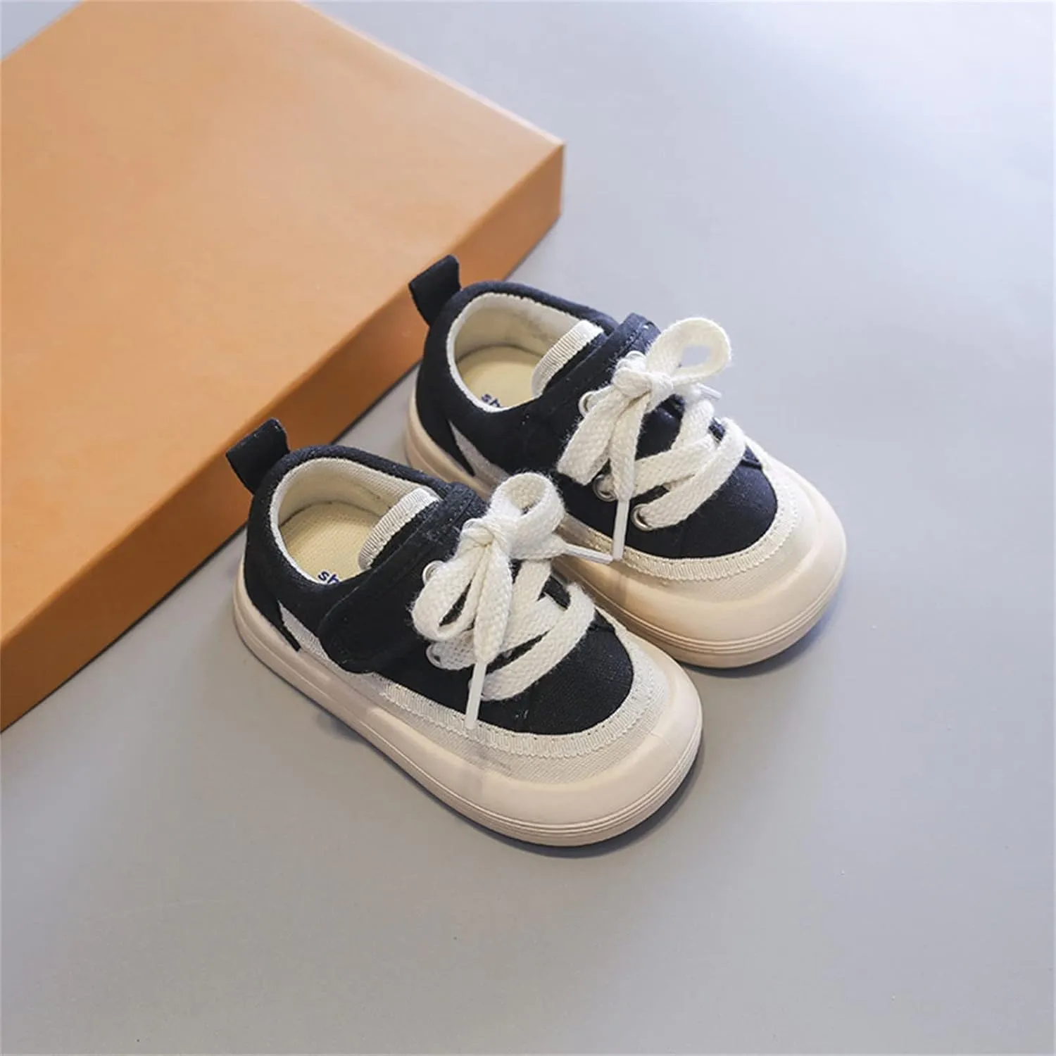 Unisex Baby Boy Girl Low Top Canvas Sneaker Soft Sole Infant Lace up Shoe Toddler Slip-On Cute Casual Running Shoes