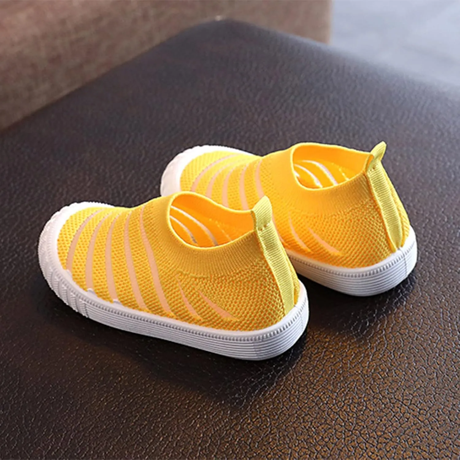 Unisex-Child Baby Toddler Boy and Girl Stretchy Knit Slip-On Sneaker Non-Slip Sock Shoes Little Kids Walking Shoes