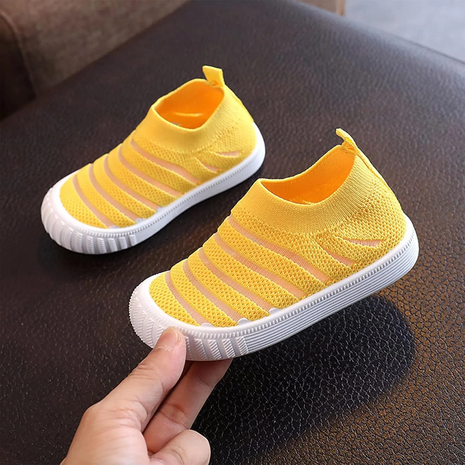 Unisex-Child Baby Toddler Boy and Girl Stretchy Knit Slip-On Sneaker Non-Slip Sock Shoes Little Kids Walking Shoes