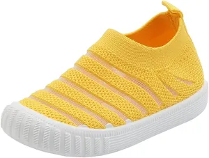 Unisex-Child Baby Toddler Boy and Girl Stretchy Knit Slip-On Sneaker Non-Slip Sock Shoes Little Kids Walking Shoes