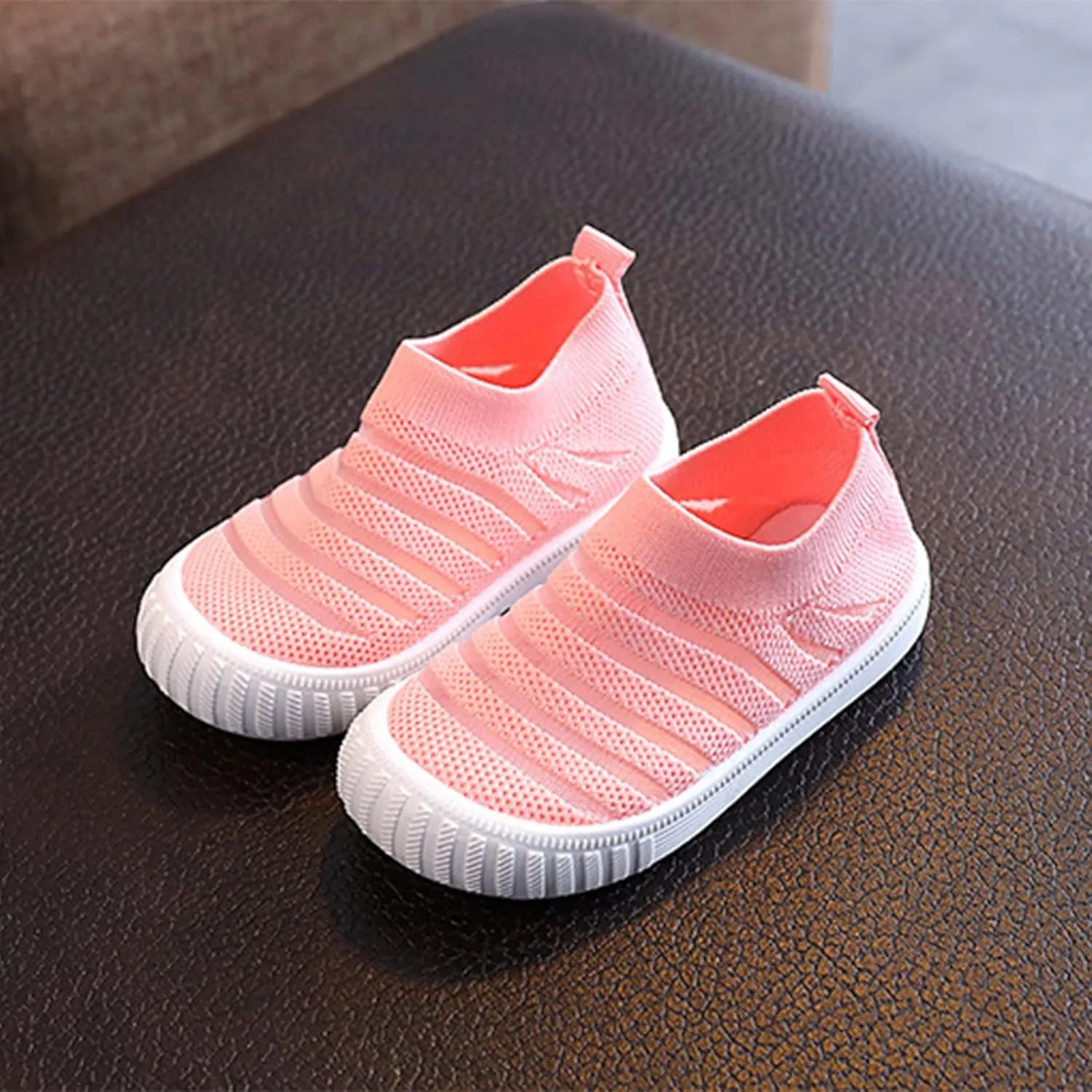 Unisex-Child Baby Toddler Boy and Girl Stretchy Knit Slip-On Sneaker Non-Slip Sock Shoes Little Kids Walking Shoes