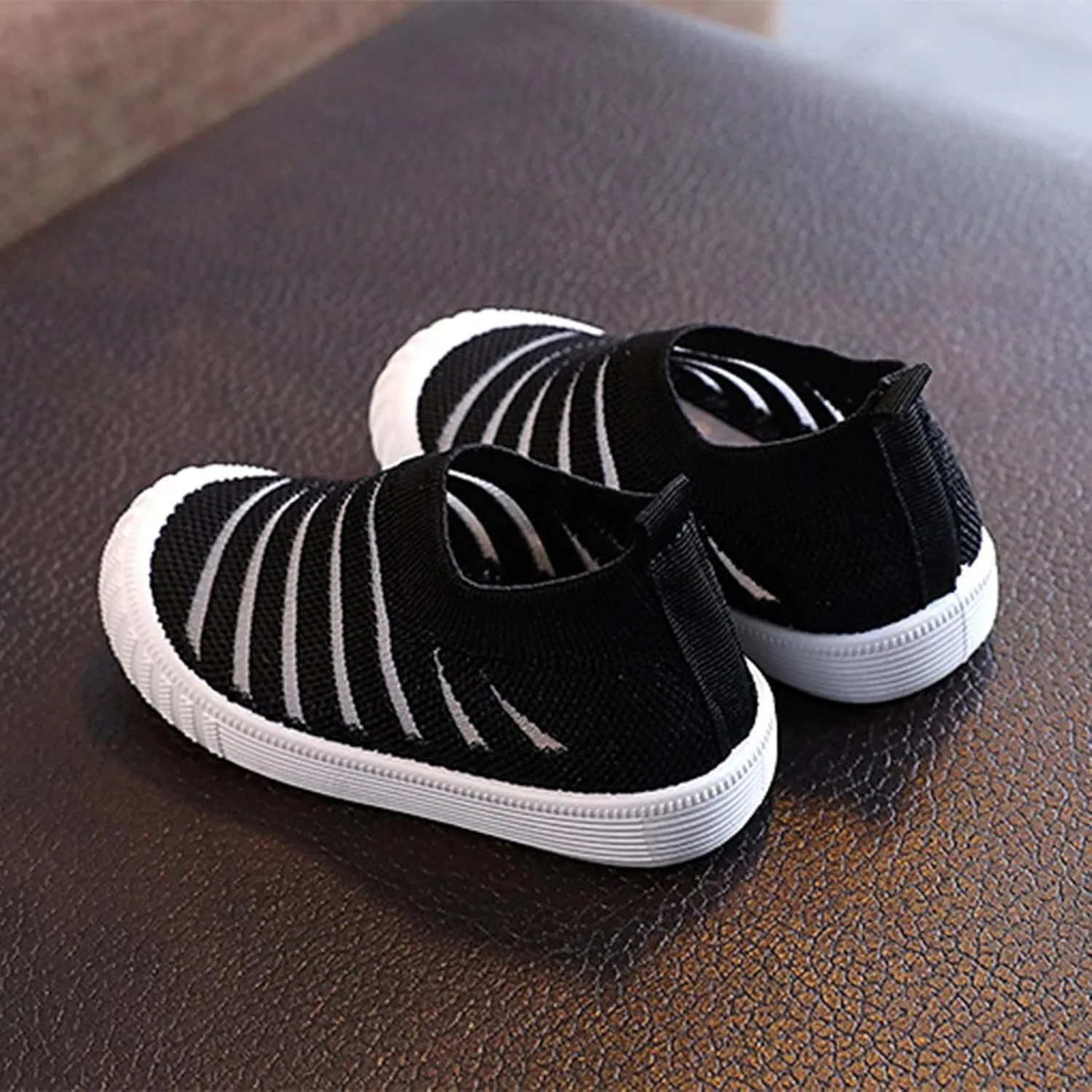 Unisex-Child Baby Toddler Boy and Girl Stretchy Knit Slip-On Sneaker Non-Slip Sock Shoes Little Kids Walking Shoes