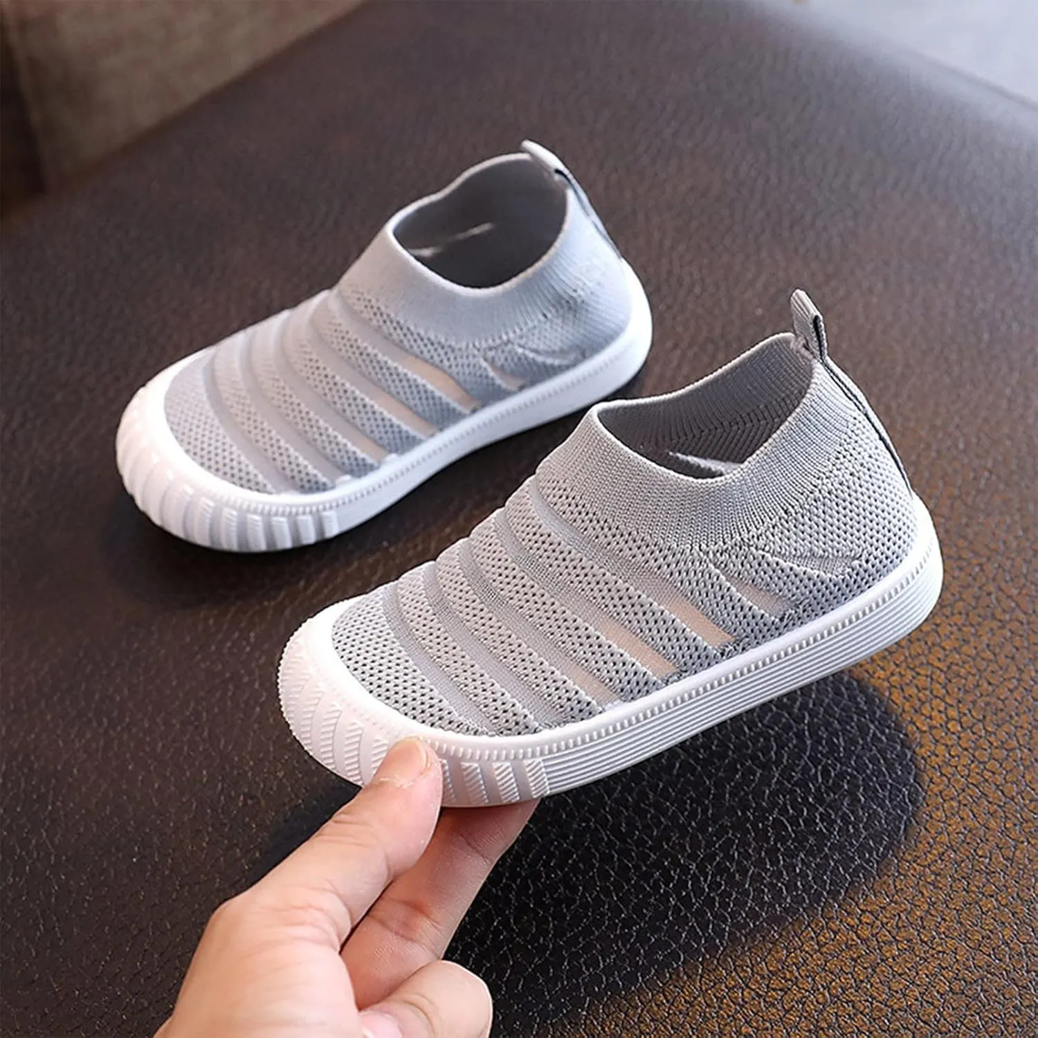 Unisex-Child Baby Toddler Boy and Girl Stretchy Knit Slip-On Sneaker Non-Slip Sock Shoes Little Kids Walking Shoes