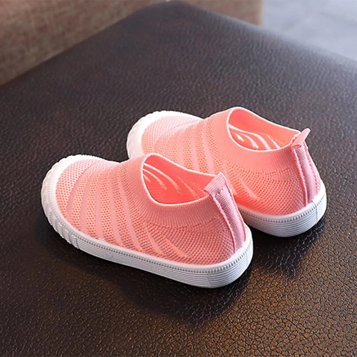 Unisex-Child Baby Toddler Boy and Girl Stretchy Knit Slip-On Sneaker Non-Slip Sock Shoes Little Kids Walking Shoes