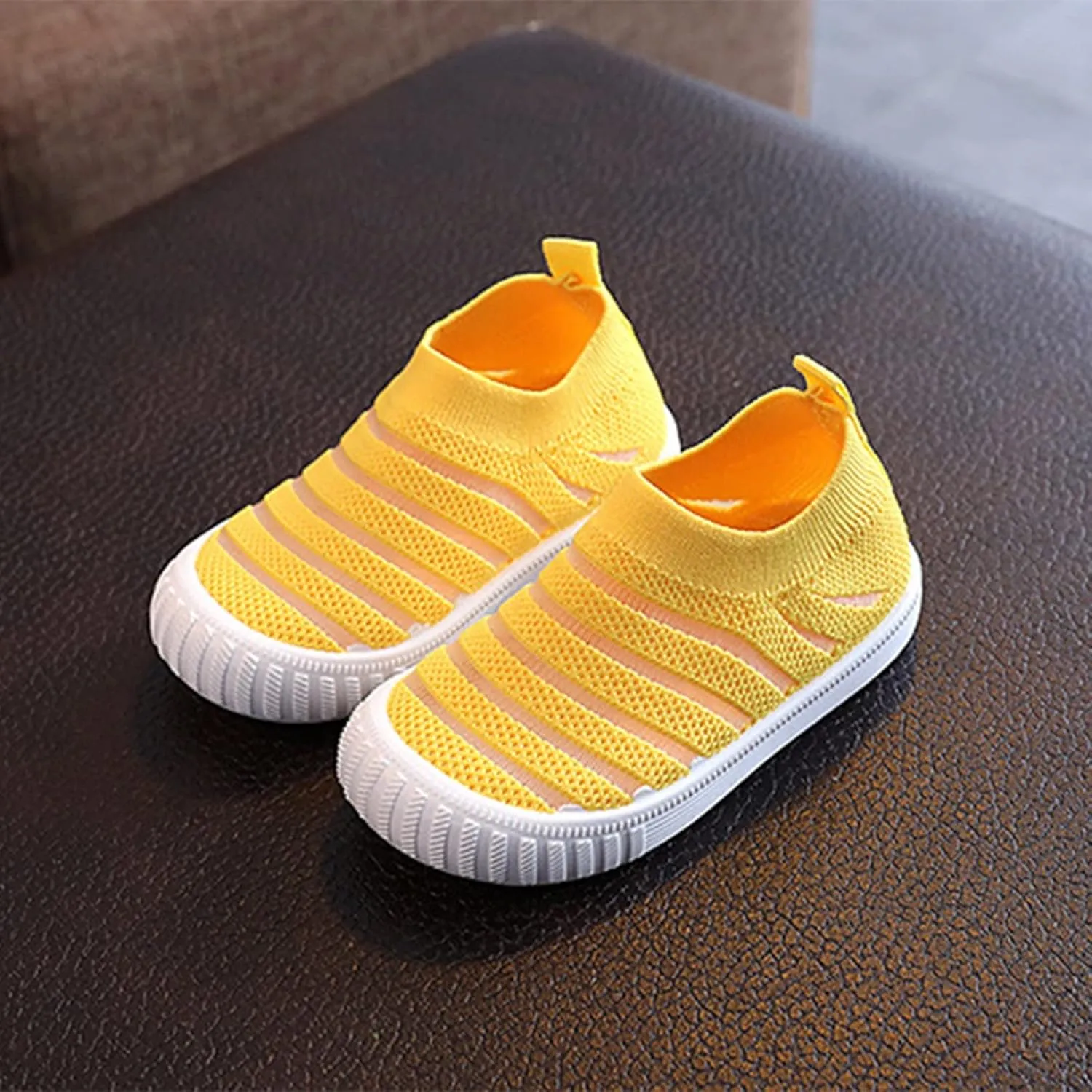 Unisex-Child Baby Toddler Boy and Girl Stretchy Knit Slip-On Sneaker Non-Slip Sock Shoes Little Kids Walking Shoes