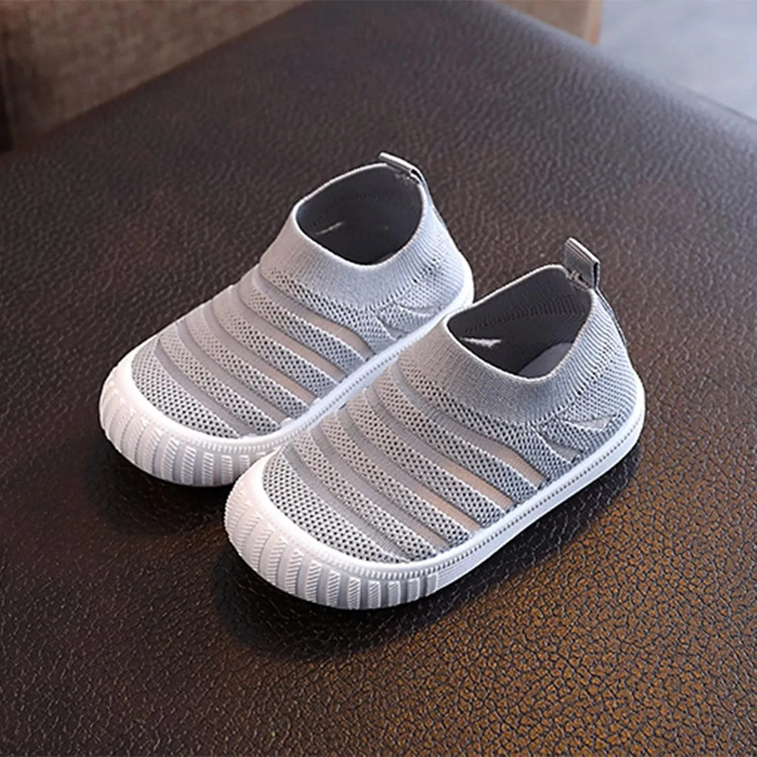 Unisex-Child Baby Toddler Boy and Girl Stretchy Knit Slip-On Sneaker Non-Slip Sock Shoes Little Kids Walking Shoes