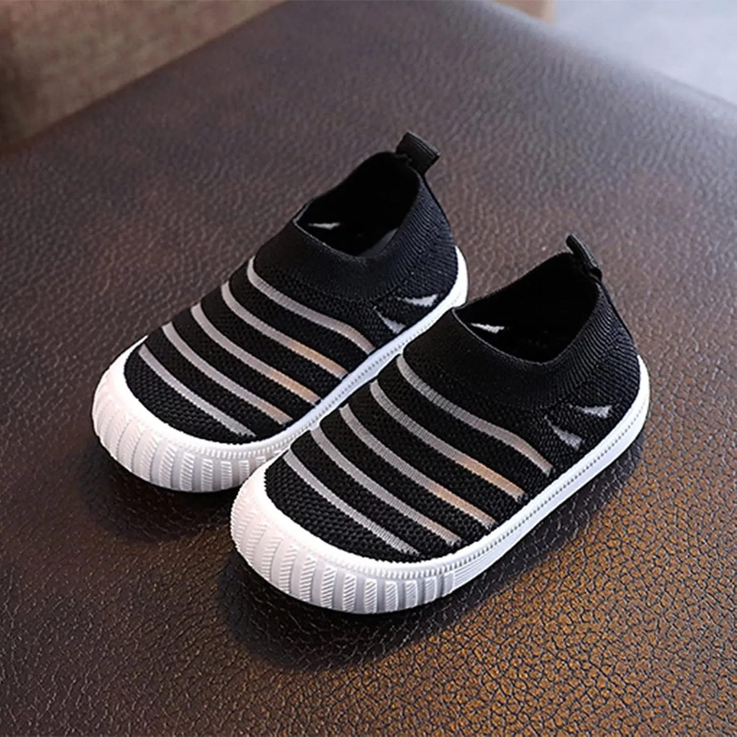 Unisex-Child Baby Toddler Boy and Girl Stretchy Knit Slip-On Sneaker Non-Slip Sock Shoes Little Kids Walking Shoes