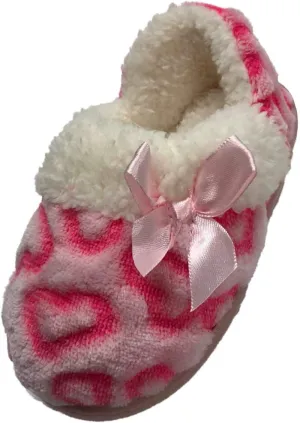 Wonder Nation Toddler Girls Pink Leopard Print Heart Slippers Loafers House Shoes 2 Infant